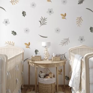 Kvetinové nálepky na stenu. Pastelové kvety (17) – Kvetinové nálepky na stenu do interiéru