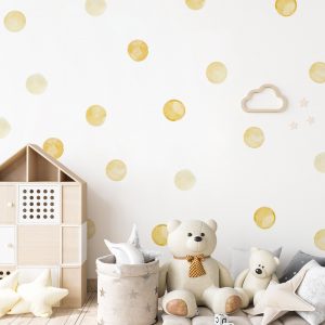 Bodky na stenu. Akvarelové bodky, žlté bodky na stenu – Samolepiace dekorácie na stenu