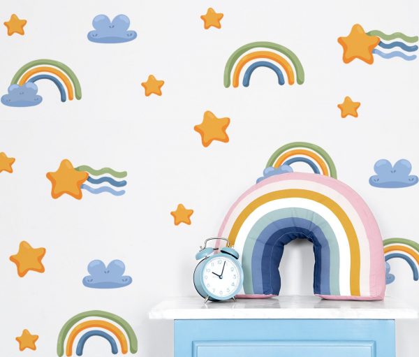 Boho nálepky na stenu. Abstraktné dúhy, mraky, hviezdy – Nálepky na stenu s hviezdami a oblohou 2 Objednajte tlač online – rýchlo a bez starostí. Doručenie po celom Slovensku. Letáky, vizitky, bannery, billboardy a viac. - Pastelové hviezdy a obloha – jemná dekorácia, ktorá prinesie do izby pokoj a teplo.