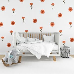 Kvetinové samolepky na stenu. Farebné kvetinové (4) – Kvetinové nálepky na stenu do interiéru