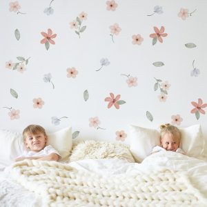 Kvetinové nálepky na stenu. Pastelové kvety (18) – Kvetinové nálepky na stenu do interiéru