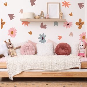 Kvetinové samolepky na stenu. Farebné kvetinové (5) – Kvetinové nálepky na stenu do interiéru