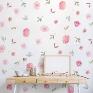 Kvetinové samolepky na stenu. Farebné kvetinové (6) – Kvetinové nálepky na stenu do interiéru