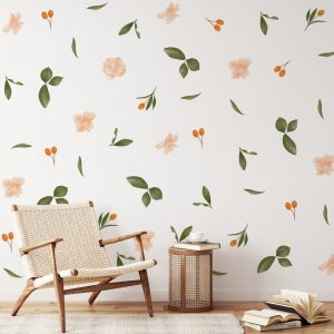 Kvetinové nálepky na stenu. Pastelové kvety (22) – Kvetinové nálepky na stenu do interiéru