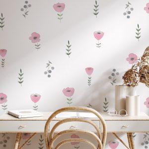 Kvetinové nálepky na stenu. Pastelové kvety (23) – Kvetinové nálepky na stenu do interiéru