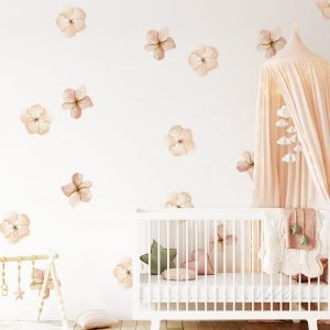 Kvetinové nálepky na stenu. Pastelové kvety (24) – Kvetinové nálepky na stenu do interiéru