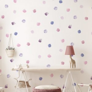 Samolepky na stenu bodky. Fialové bodky – Samolepiace dekorácie na stenu