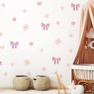Kvetinové nálepky na stenu. Farebné kvetinové – Kvetinové nálepky na stenu do interiéru
