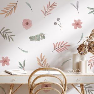 Kvetinové nálepky na stenu. Pastelové kvety (28) – Kvetinové nálepky na stenu do interiéru