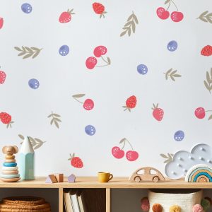 Kvetinové nálepky na stenu. Pastelové ovocie (2) – Kvetinové nálepky na stenu do interiéru