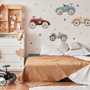 Obrovská sada nálepiek na stenu. Cars & stars farebné abstraktné – Samolepiace dekorácie na stenu
