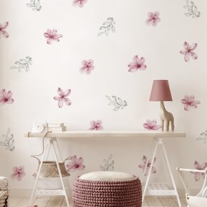 Kvetinové nálepky na stenu. Pastelové kvety (29) – Kvetinové nálepky na stenu do interiéru