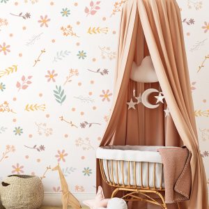 Kvetinové samolepky na stenu. Farebné kvetinové (7) – Kvetinové nálepky na stenu do interiéru