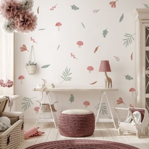 Kvetinové nálepky na stenu. S pastelovými kvetmi (4) – Kvetinové nálepky na stenu do interiéru