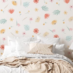 Kvetinové samolepky na stenu. Farebné kvetinové (8) – Kvetinové nálepky na stenu do interiéru