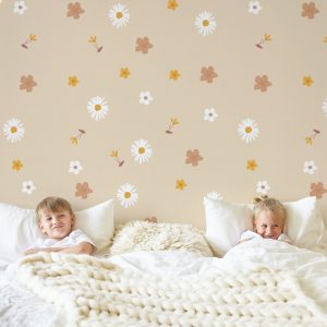 Kvetinové nálepky na stenu. Pastelové kvety (30) – Kvetinové nálepky na stenu do interiéru