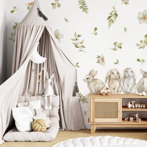 Obrovská sada samolepiek na stenu. Rabbit bunny farebné abstraktné – Samolepiace dekorácie na stenu