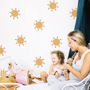 Boho Nálepky na stenu. Abstraktné slnká – Samolepiace dekorácie na stenu