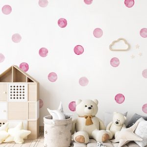 Bodky na stenu. Akvarelové bodky, ružove bodky na stenu – Samolepiace dekorácie na stenu