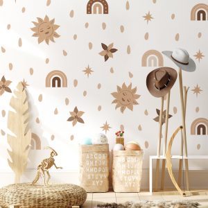 Boho Nálepky na stenu. Abstraktné slnko – Samolepiace dekorácie na stenu