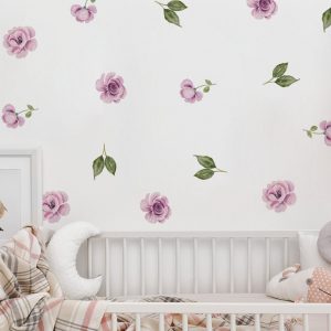 Kvetinové samolepky na stenu. Farebné kvetinové (13) – Kvetinové nálepky na stenu do interiéru