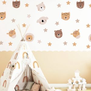 Nálepky na stenu zvierat. Divokých zvierat (2) – Hravé nálepky na stenu pre deti