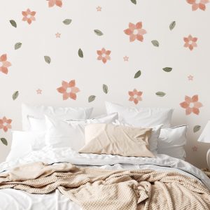 Kvetinové nálepky na stenu. S pastelovými kvetmi (5) – Kvetinové nálepky na stenu do interiéru