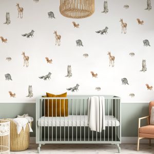 Nálepky na stenu Lesné zvieratá. Divoké zvieratá (2) – Hravé nálepky na stenu pre deti