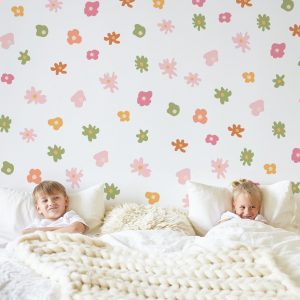 Kvetinové samolepky na stenu. Farebné kvetinové (15) – Kvetinové nálepky na stenu do interiéru