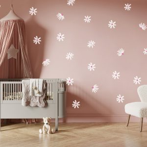 Kvetinové nálepky na stenu. Abstraktné kvetinové, farebné kvetinové nálepky na stenu (2) – Kvetinové nálepky na stenu do interiéru