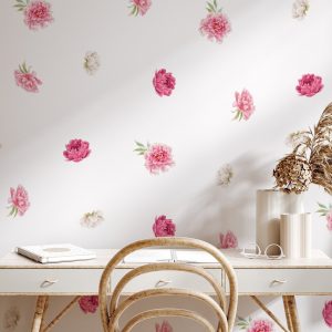 Kvetinové nálepky na stenu. Pastelové kvety (34) – Kvetinové nálepky na stenu do interiéru