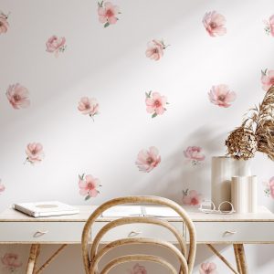 Kvetinové nálepky na stenu. Pastelové kvety (35) – Kvetinové nálepky na stenu do interiéru