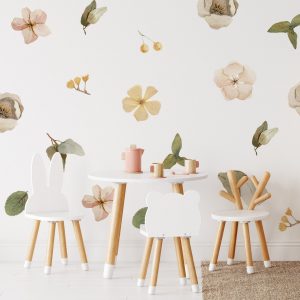 Kvetinové nálepky na stenu. Pastelové kvety (37) – Kvetinové nálepky na stenu do interiéru