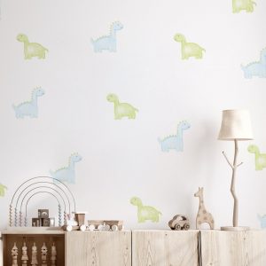 Dinosaury nálepky na stenu. Zelená Modrá dinosaury – Hravé nálepky na stenu pre deti