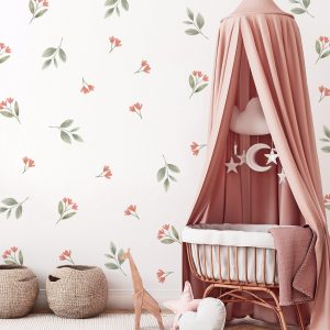 Kvetinové nálepky na stenu. Pastelové kvety (38) – Kvetinové nálepky na stenu do interiéru