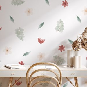 Kvetinové nálepky na stenu. Pastelové kvety (39) – Kvetinové nálepky na stenu do interiéru