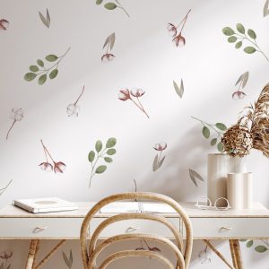 Kvetinové nálepky na stenu. Pastelové kvety (40) – Kvetinové nálepky na stenu do interiéru