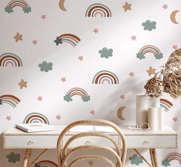 Boho nálepky na stenu. Abstraktné dúhy, mraky, hviezdy (2) – Nálepky na stenu s hviezdami a oblohou 1 Objednajte tlač online – rýchlo a bez starostí. Doručenie po celom Slovensku. Letáky, vizitky, bannery, billboardy a viac. - Pastelové hviezdy a obloha – jemná dekorácia, ktorá prinesie do izby pokoj a teplo.