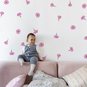 Kvetinové nálepky na stenu. Pastelové kvety (41) – Kvetinové nálepky na stenu do interiéru