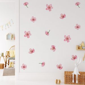 Kvetinové samolepky na stenu. Farebné kvetinové (18) – Kvetinové nálepky na stenu do interiéru