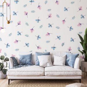 Kvetinové nálepky na stenu. Pastelové kvety (42) – Kvetinové nálepky na stenu do interiéru