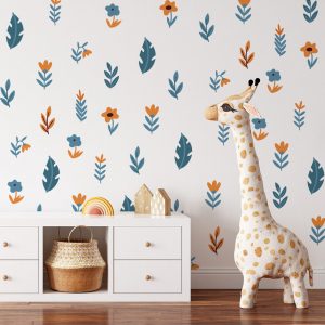 Kvetinové samolepky na stenu. Farebné kvetinové (19) – Kvetinové nálepky na stenu do interiéru