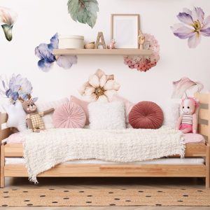 Obrovská sada samolepiek na stenu. Pastelové lesné kvety farebné abstraktné – Kvetinové nálepky na stenu do interiéru