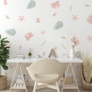 Kvetinové nálepky na stenu. Pastelové kvety (46) – Kvetinové nálepky na stenu do interiéru