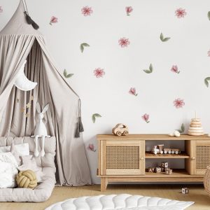 Kvetinové nálepky na stenu. Kvetinové listy – Kvetinové nálepky na stenu do interiéru