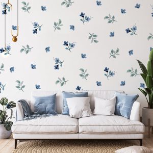 Boho Nálepky na stenu. Kvety a listy – Kvetinové nálepky na stenu do interiéru