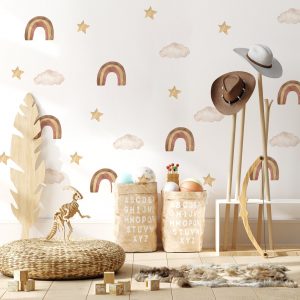 Dúhová nálepka na stenu. Pastelové rainbows – Samolepiace dekorácie na stenu