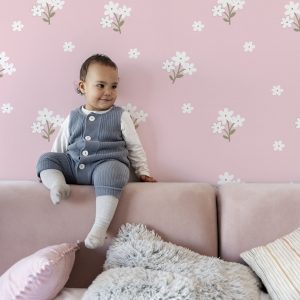 Kvetinové nálepky na stenu. Pastelové kvety (50) – Kvetinové nálepky na stenu do interiéru