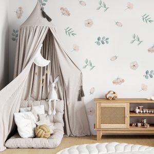 Kvetinové nálepky na stenu. Pastelové kvety (51) – Kvetinové nálepky na stenu do interiéru