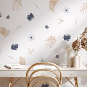 Kvetinové nálepky na stenu. Pastelové kvety (53) – Kvetinové nálepky na stenu do interiéru